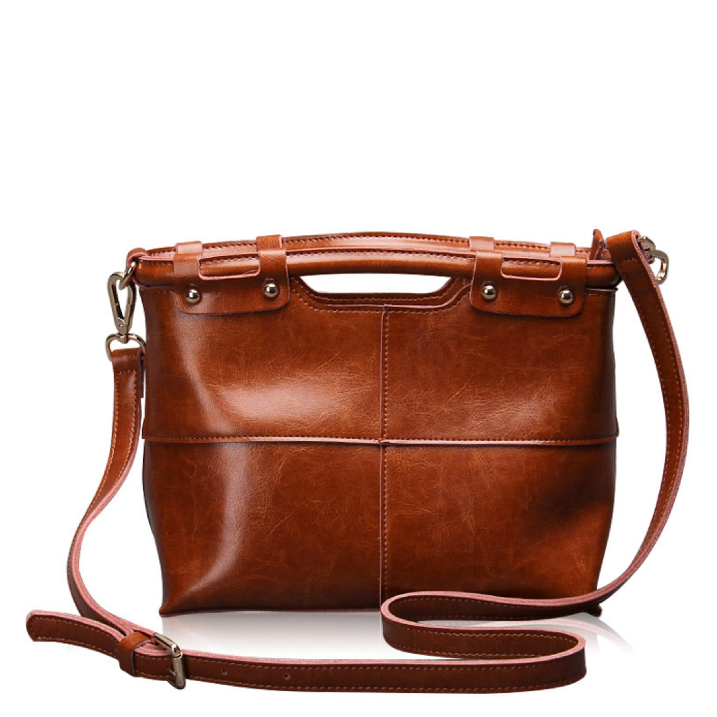 9990 Vintage Leather Crossbody Satchel Purse, Shoulder Handbag For Work